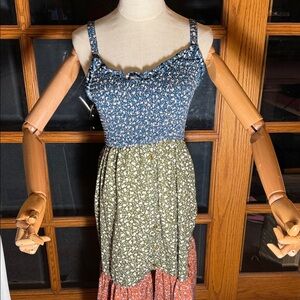 Chic Blue and Green Floral Maxi Dress